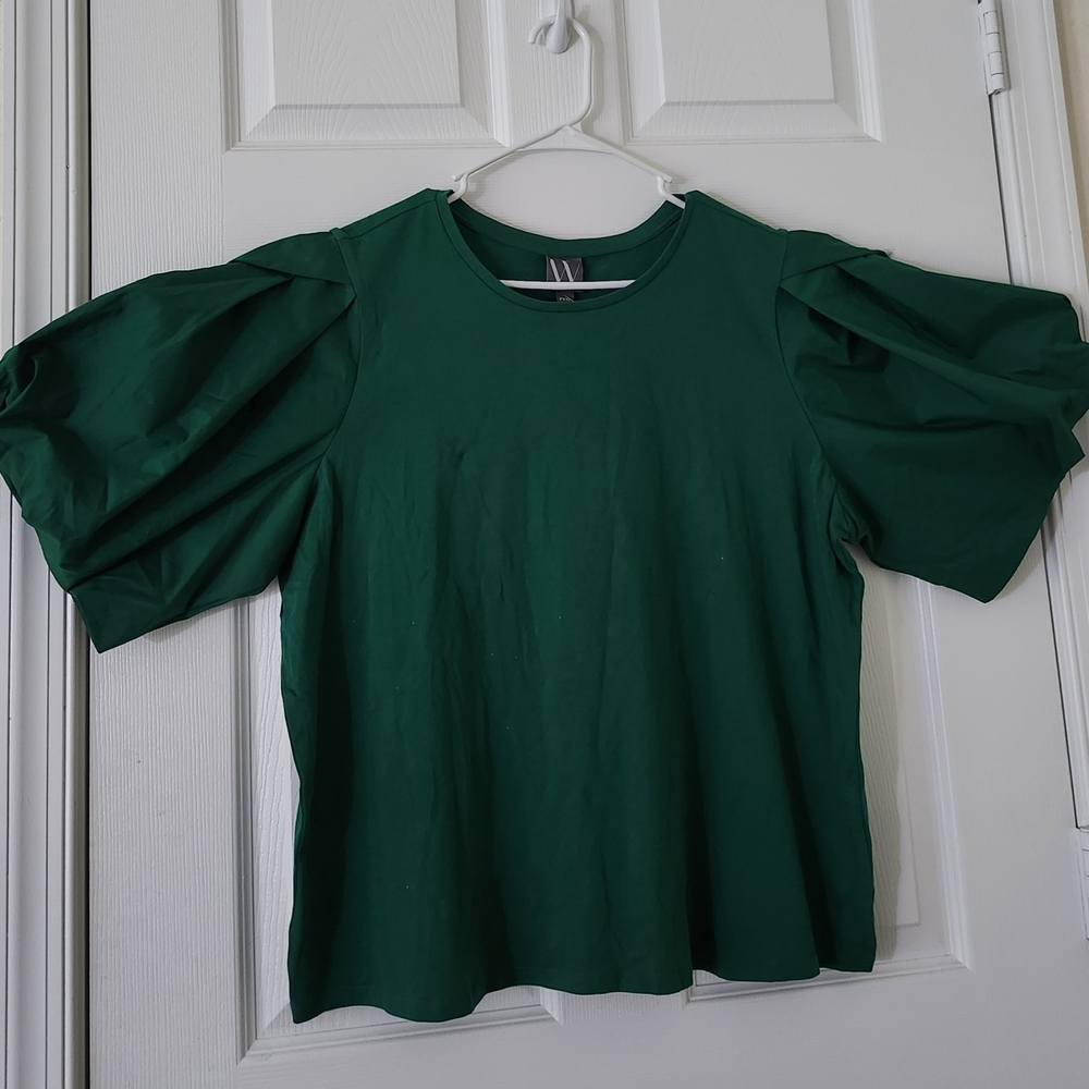 Worthington Green Puff Sleeve Top